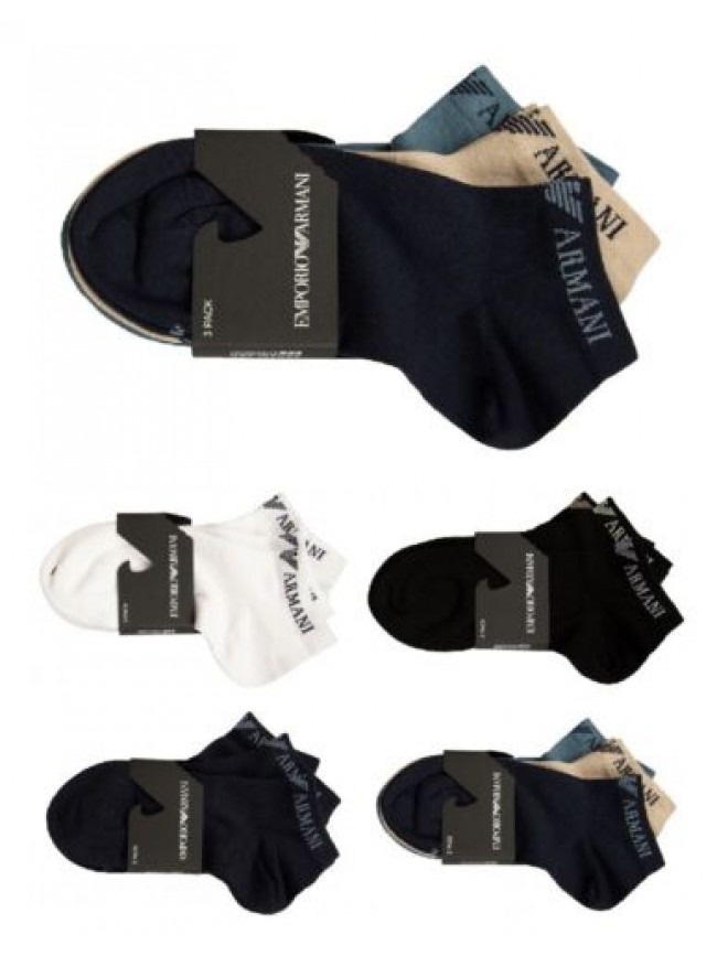 Fantasmini uomo EMPORIO ARMANI 3 paia calze cortissime inside cotone articolo 30