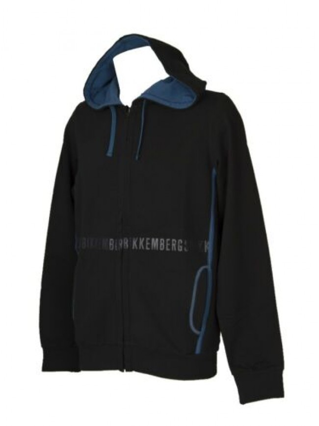 Felpa aperta BIKKEMBERGS con zip uomo maglia con cappuccio articolo VBKT05110 FL