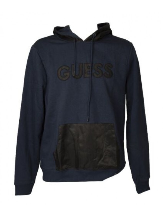 Felpa uomo GUESS maglia manica lunga con cappuccioe tascone davanti felpata inve