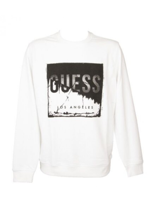 Felpa uomo GUESS maglia manica lunga girocollo estiva con stampa misto cotone ar