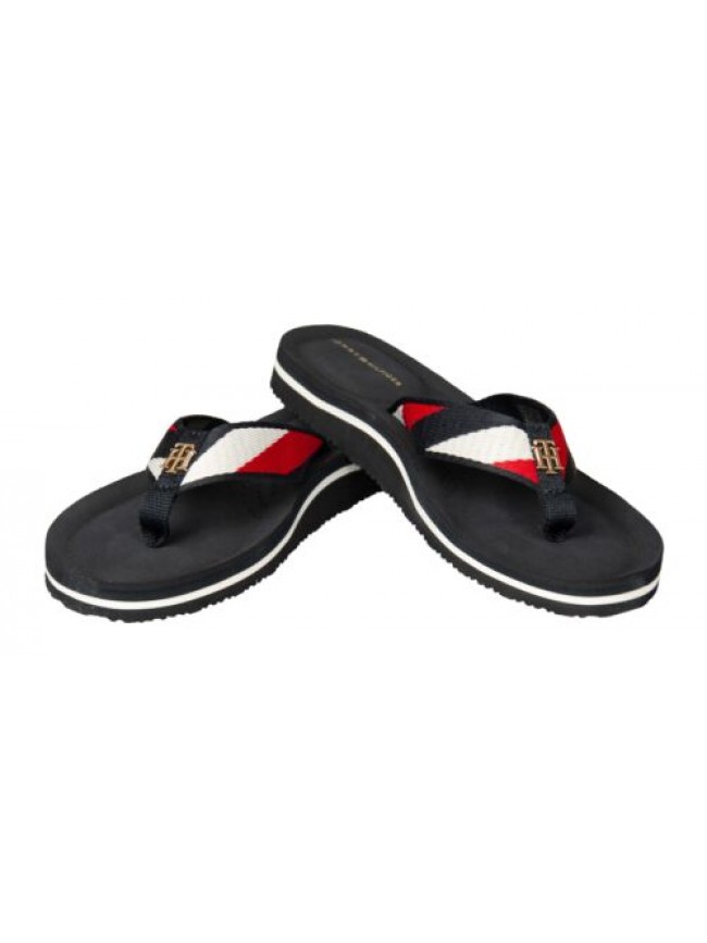 Infradito donna TOMMY HILFIGER ciabatta mare o piscina laccio in tessuto suola c