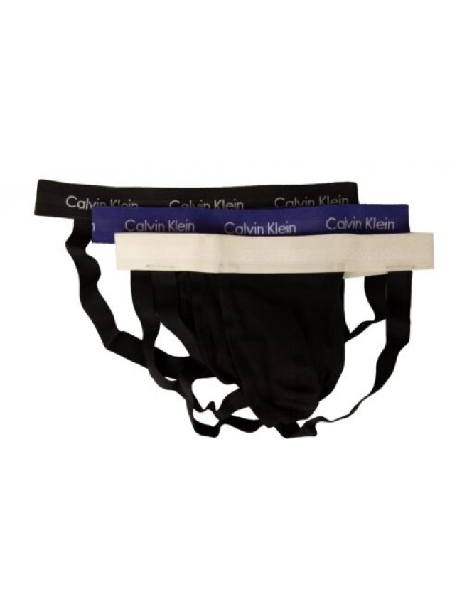 Jock strap uomo CK CALVIN KLEIN confezione 3 sospensorio slip elastico a vista a