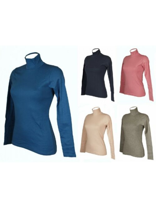Lupetto donna maglia mezzo collo manica lunga caldo e soffice cotone bio RAGNO a