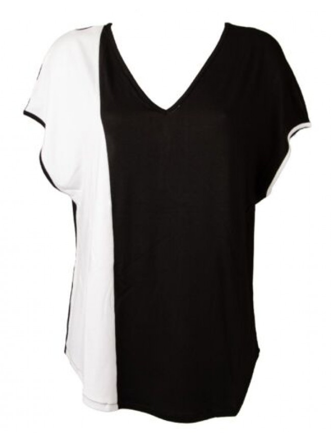 Maglia donna RAGNO manica calata t-shirt maglietta scollo v viscosa articolo D45