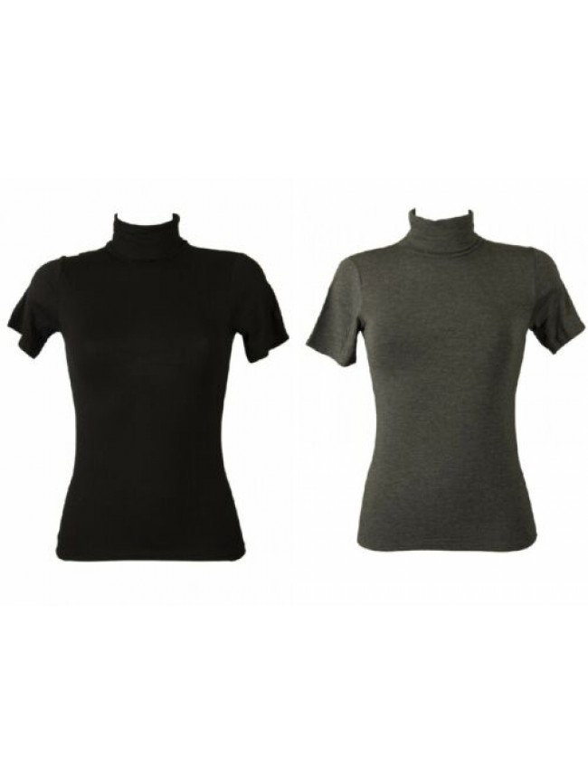 Maglia donna dolcevita ciclista mezza manica RAGNO collo alto calda viscosa sott