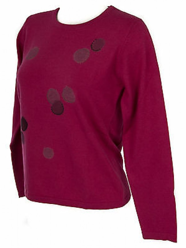 Maglia girocollo bolle donna sweater RISMEL art. G37-32 taglia L col. FUXIA
