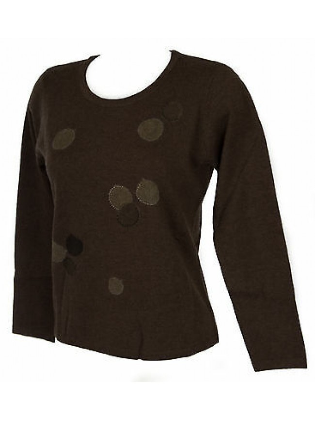 Maglia girocollo bolle donna sweater RISMEL art. G37-32 taglia M col. MARRONE