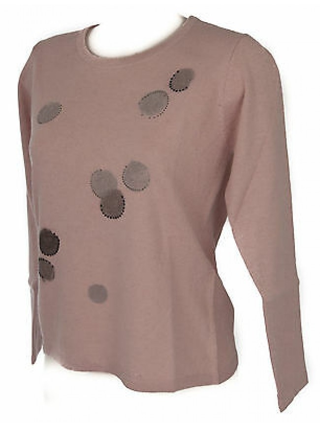 Maglia girocollo bolle donna sweater RISMEL art. G37-32 taglia M col. ROSA