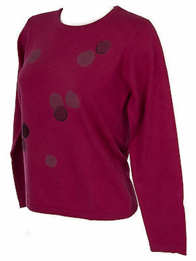 Maglia girocollo bolle donna sweater RISMEL art. G37-32 taglia XL col. FUXIA