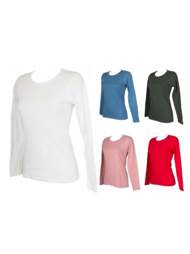 Maglia girocollo donna RAGNO manica lunga in caldo cotone biologico caldo e soff
