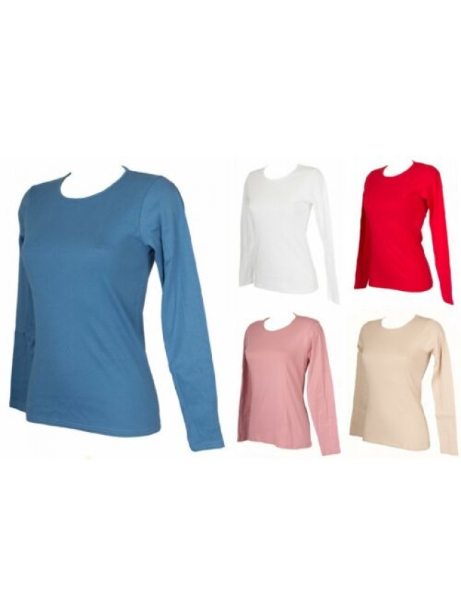 Maglia girocollo donna manica lunga in caldo cotone biologico RAGNO articolo D13