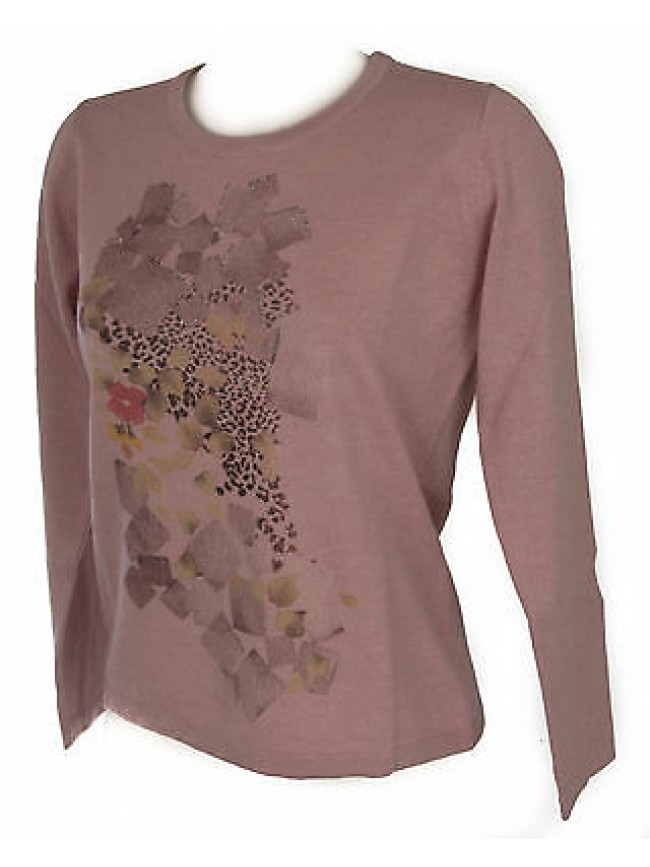 Maglia girocollo donna sweater RISMEL art. G37-62 taglia L colore ROSA PINK
