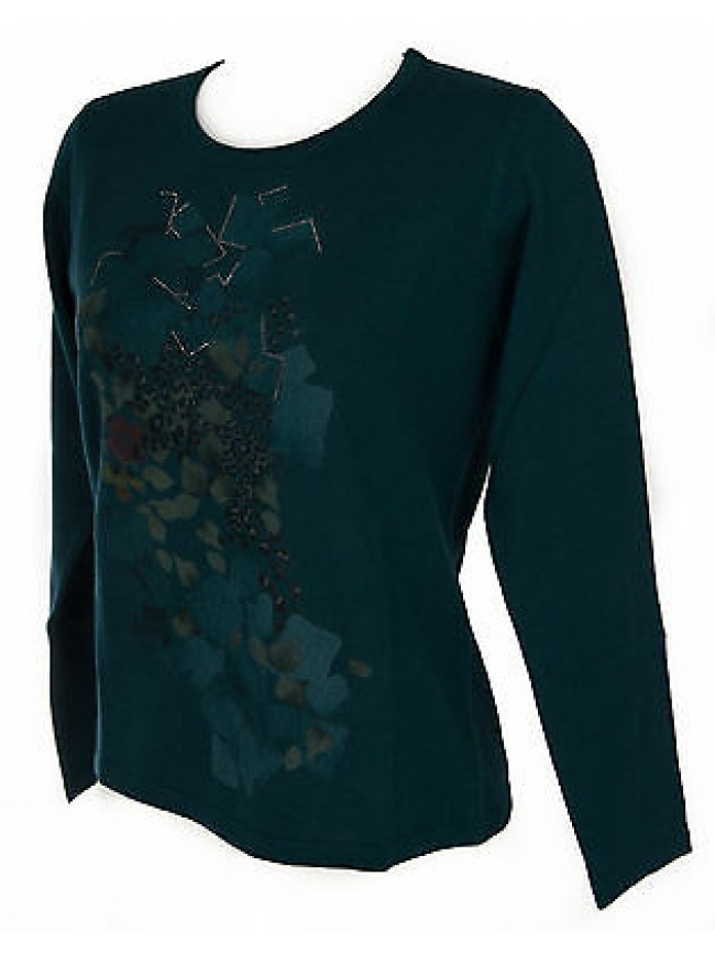 Maglia girocollo donna sweater RISMEL art. G37-62 taglia M colore PAVONE