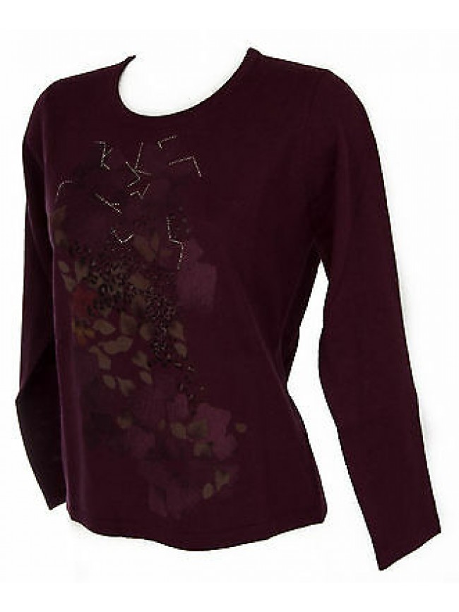 Maglia girocollo donna sweater RISMEL art. G37-62 taglia M colore PRUGNA