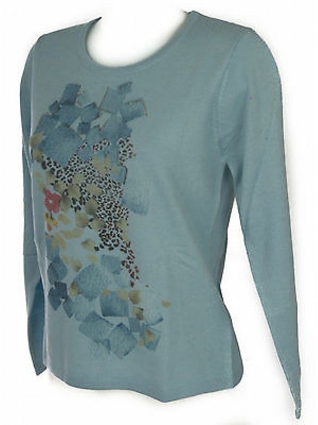 Maglia girocollo donna sweater RISMEL art. G37-62 taglia XL colore CELESTE