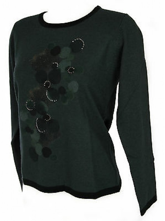 Maglia girocollo donna sweater RISMEL art. G37B-6 taglia L colore VERDE GREEN