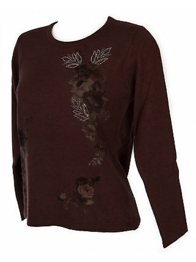Maglia girocollo fiori donna sweater RISMEL art. G37-47 taglia M col. CIPOLLA