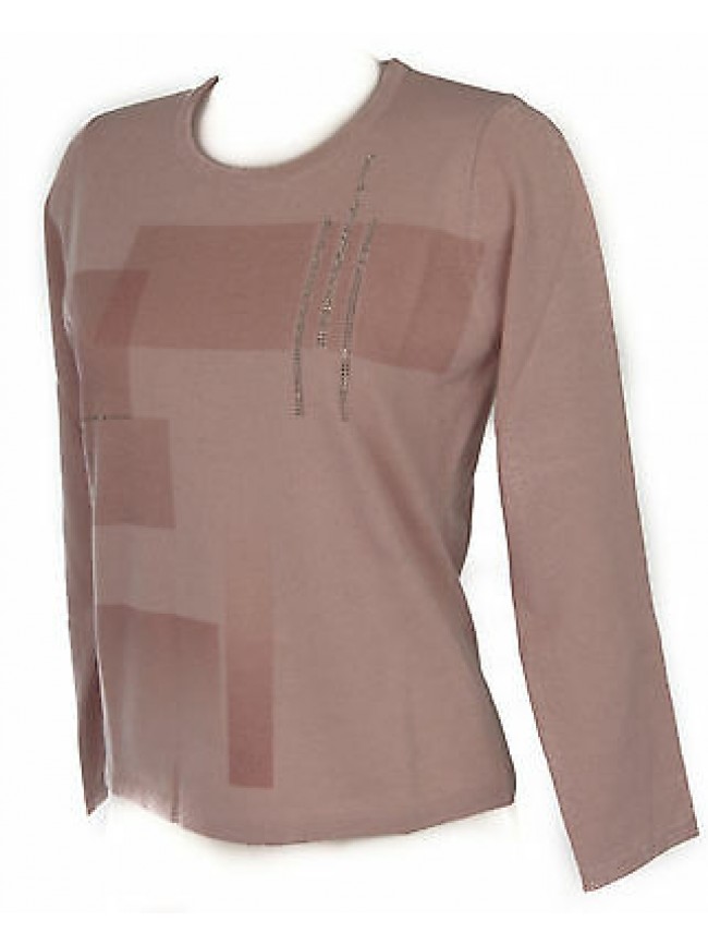 Maglia girocollo quadri donna sweater RISMEL art. G37-41 taglia XL col. ROSA