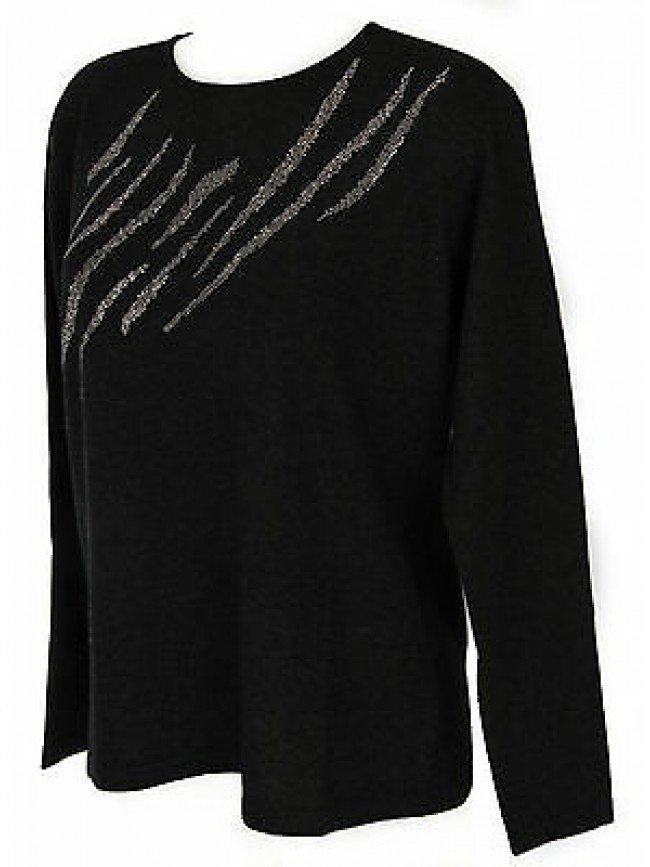 Maglia girocollo strass donna sweater RISMEL art. AN34-12 taglia M col. GRIGIO