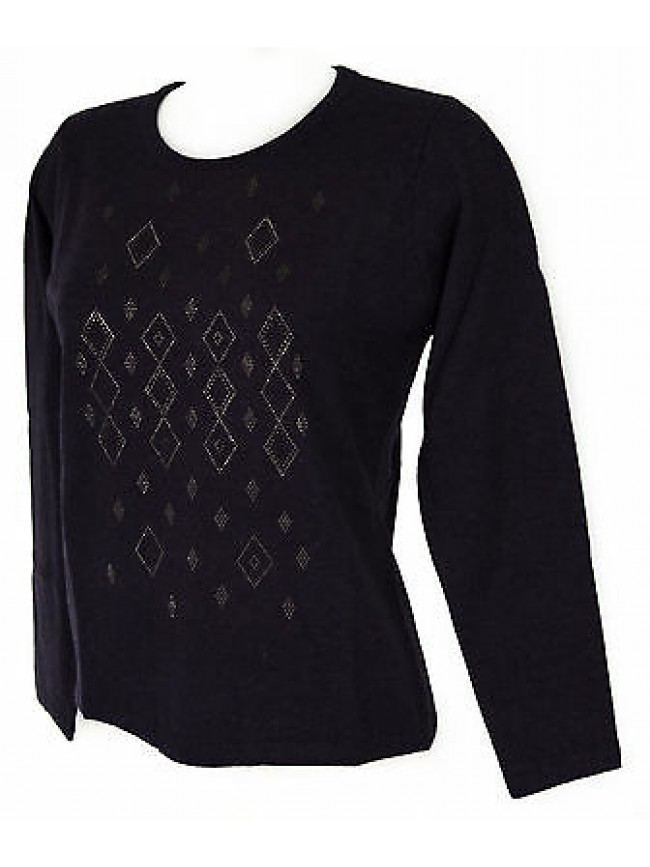 Maglia girocollo strass donna sweater RISMEL art. G37-40 taglia L col. VIOLA