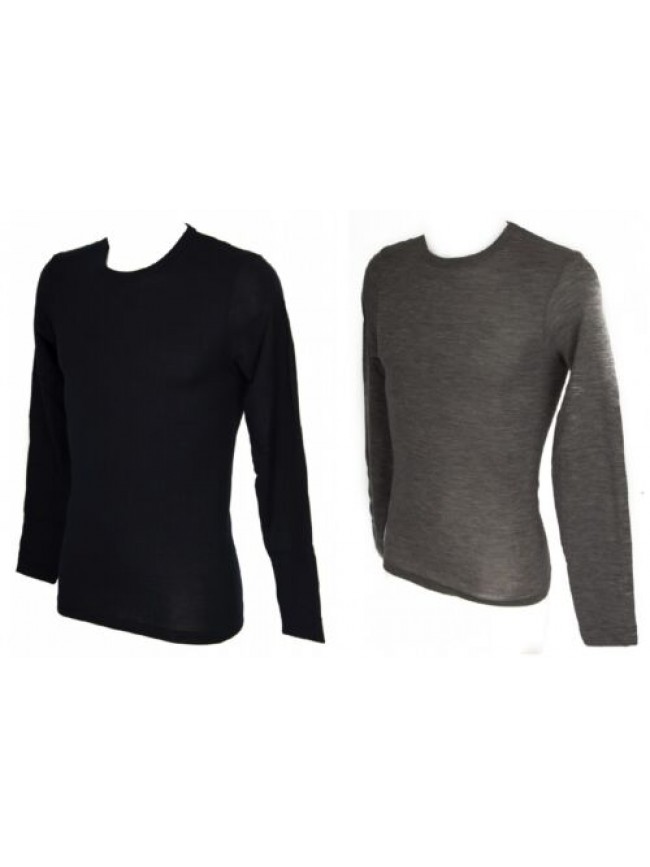 Maglia intima uomo camiciola canottiera girocollo manica lunga wool & silk WSK R