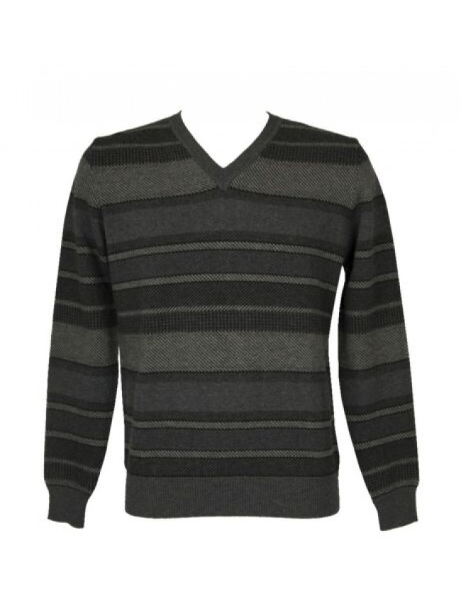 Maglia pullover uomo manica lunga scollo a V pura lana merino extrafine FERRANTE