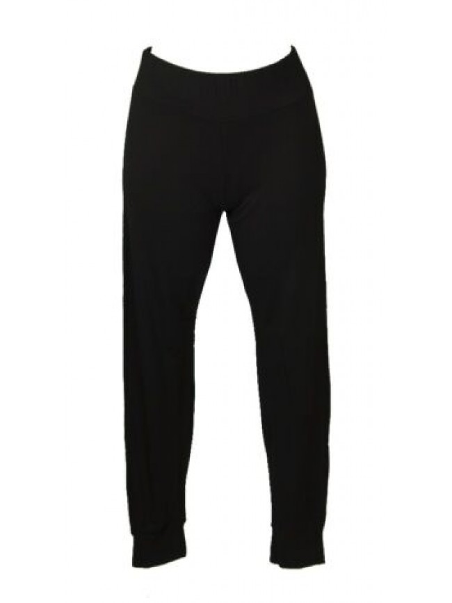 Pantalone lungo donna estivo linea morbida con elastico in vita e gamba con pols