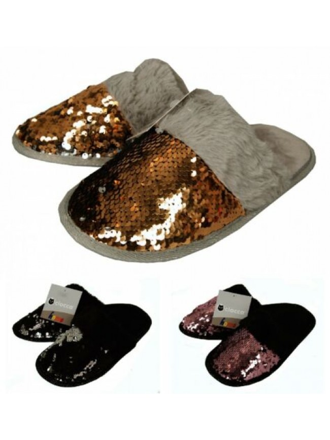 Pantofola casa donna pelo antiscivolo paillettes che cambiano colore homewear CI
