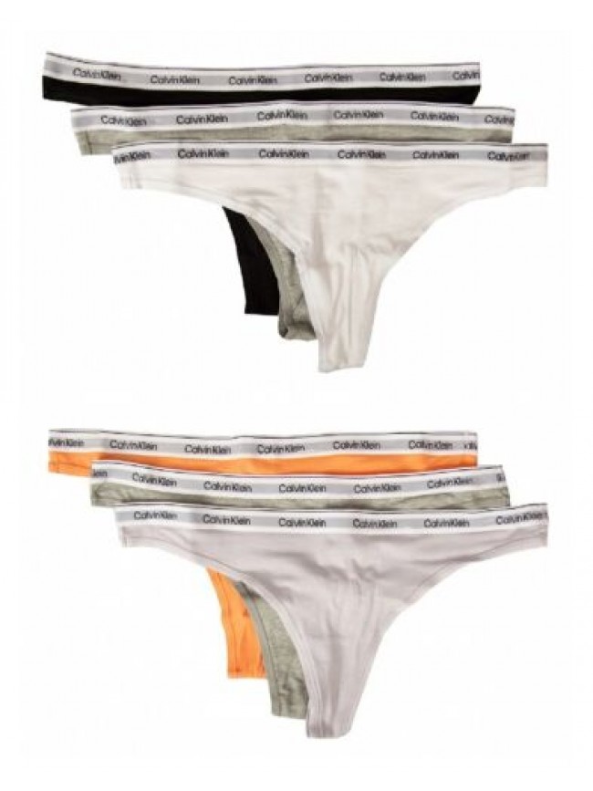 Perizoma donna CK CALVIN KLEIN confezione 3 capi thong elastico a vista cotone e