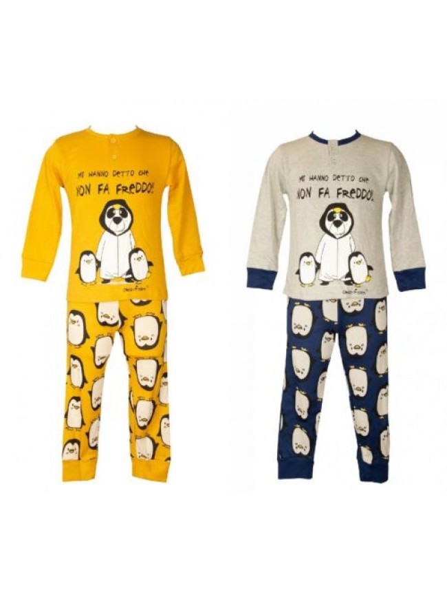 Pigiama bambino CRAZY FARM cotone interlock invernale manica lunga collo serafin