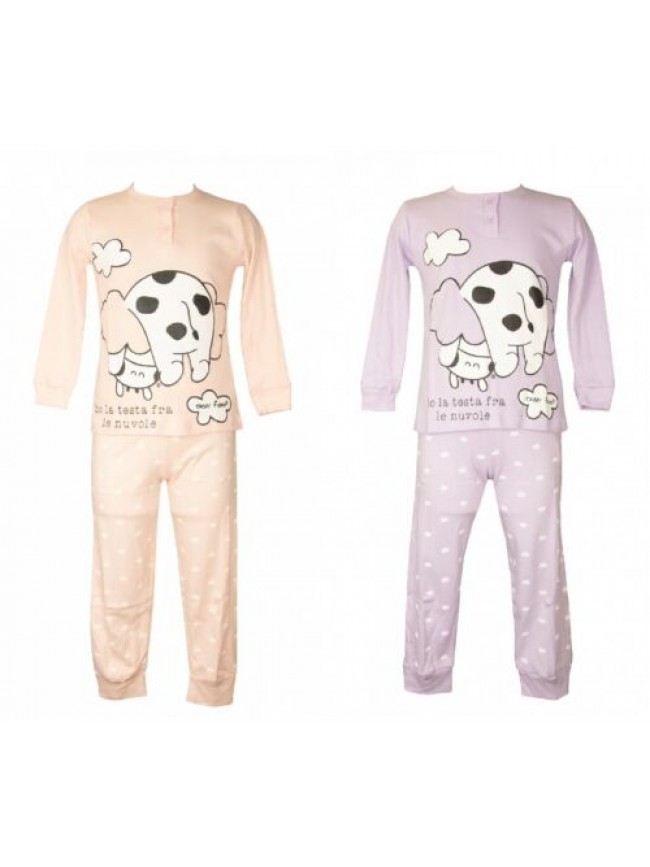 Pigiama bimba CRAZY FARM bambina baby interlock invernale manica lunga collo ser