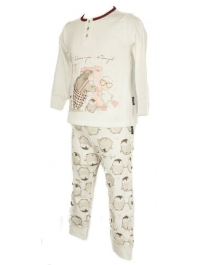 Pigiama bimba bambina cotone interlock manica lunga collo serafino HAPPY PEOPLE 