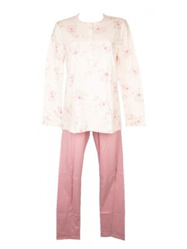 Pigiama donna LINCLALOR caldo cotone interlock  invernale collo serafino manica 