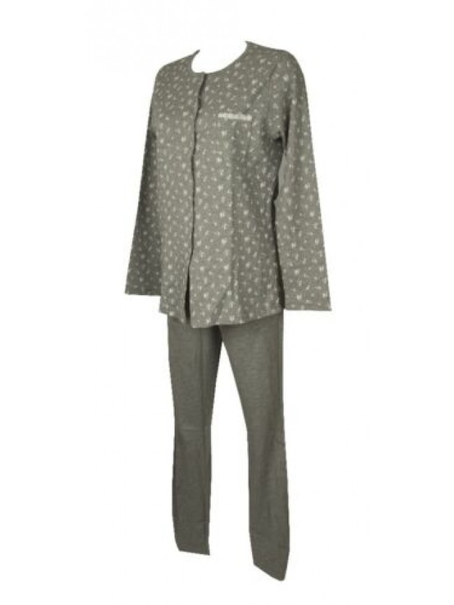 Pigiama donna RAGNO aperto davanti manica lunga pantalone lungo invernale interl