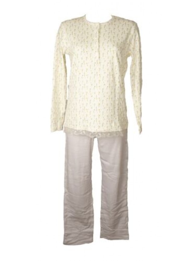 Pigiama donna RAGNO  caldo cotone interlock  invernale collo serafino manica lun