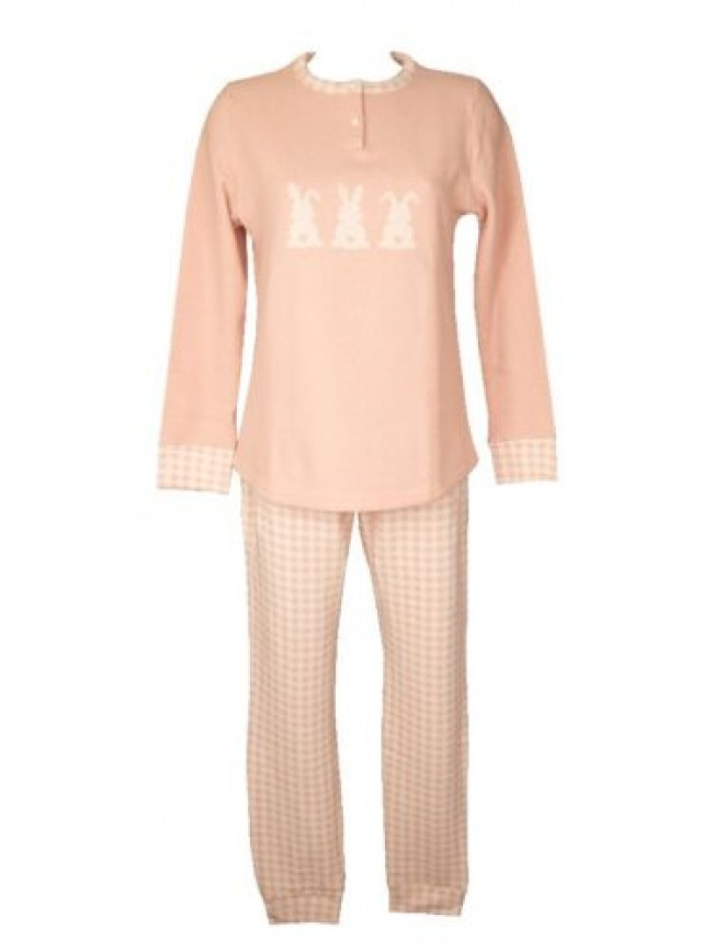 Pigiama donna RAGNO collo serafino cotton eco pile punto milano caldo e morbido 
