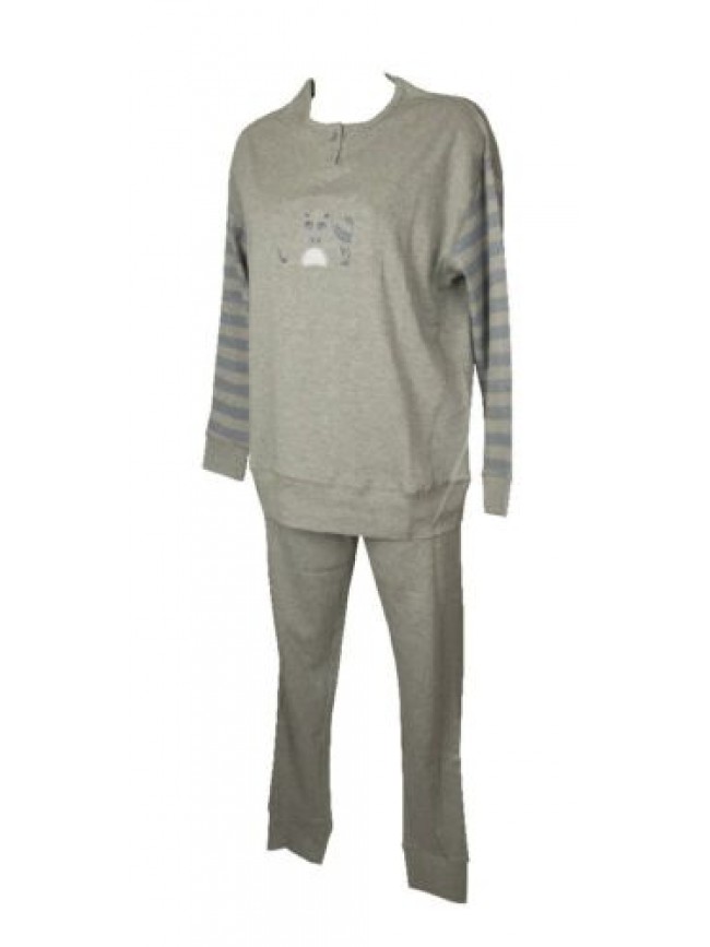 Pigiama donna RAGNO manica lunga pantalone lungo invernale interlock collo seraf