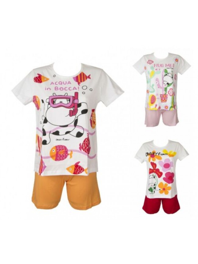 Pigiama donna estivo mezza manica girocollo pantalone corto CRAZY FARM articolo 