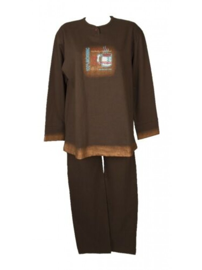 Pigiama donna manica lunga pantalone lungo collo serafino cotone interlock RAGNO