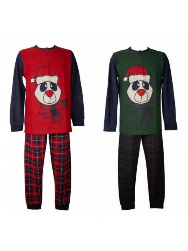 Pigiama uomo CRAZY FARM caldo e morbido invernale punto milano manica lunga coll