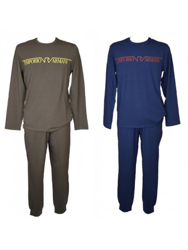 Pigiama uomo EMPORIO ARMANI cotone maglia girocollo pantalone con tasche lateral