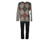 Pigiama uomo RAGNO interlock caldo cotone invernale manica lunga collo V maglia 
