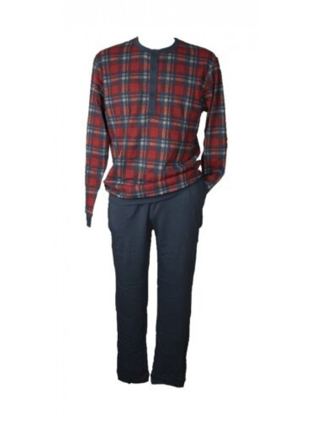 Pigiama uomo RAGNO interlock caldo cotone invernale manica lunga collo serafino 