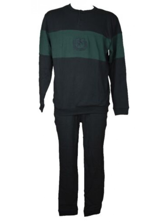 Pigiama uomo RAGNO interlock caldo cotone invernale manica lunga collo serafino 