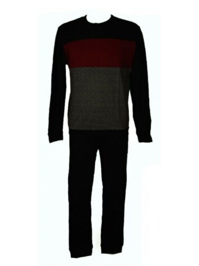 Pigiama uomo cotone e viscosa manica lunga pantalone lungo collo serafino RAGNO 