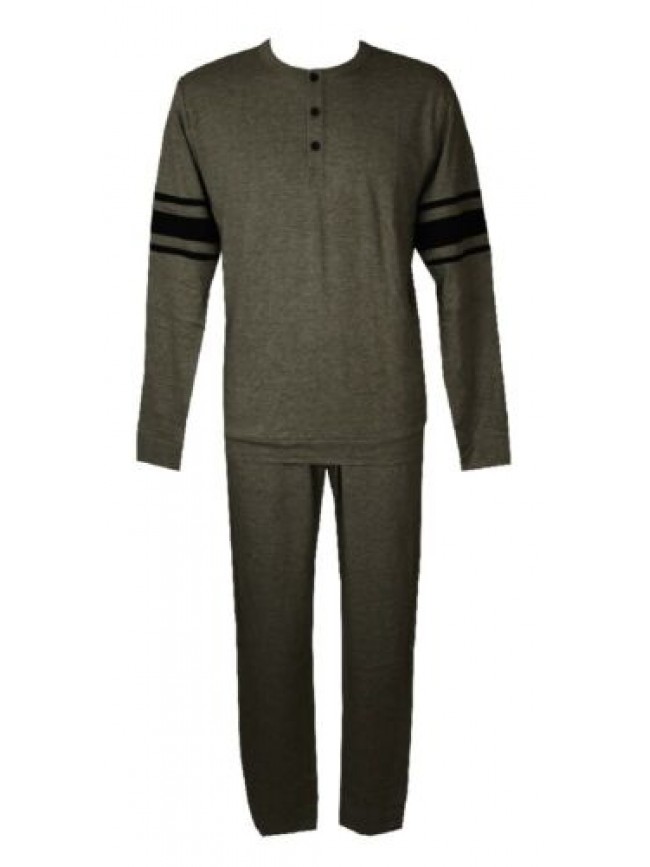 Pigiama uomo cotone e viscosa manica lunga pantalone lungo collo serafino RAGNO 