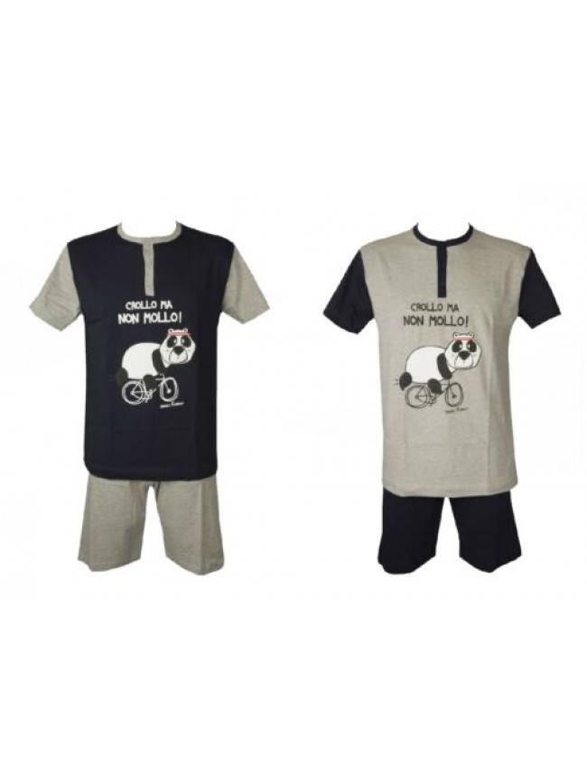 Pigiama uomo cotone manica corta pantalone corto collo serafino CRAZY FARM artic
