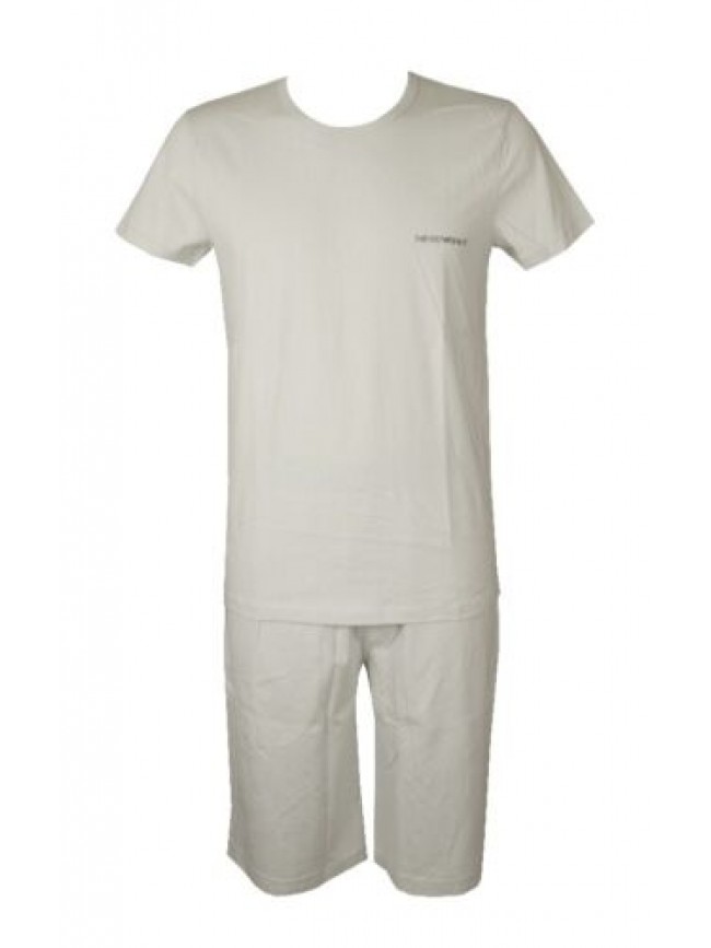 Pigiama uomo manica corta girocollo  pantalone corto elastico a vista cotone EMP