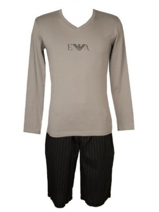 Pigiama uomo manica lunga pantalone corto bermuda scollo V cotone EMPORIO ARMANI