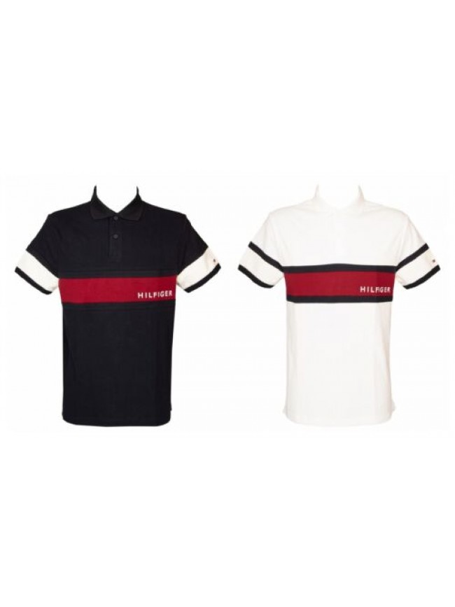 Polo uomo TH TOMMY HILFIGER maglia manica corta con colletto e bottoni puro coto